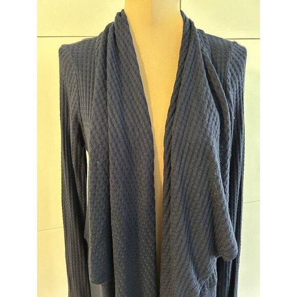 Velvet by Graham & Spencer Bertha Waffle Knit Waterfall Cardigan Navy Size S - Picture 5 of 12